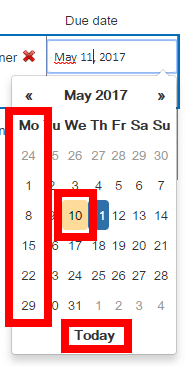 New calendar control in AgreeDo, which is used in meeting minutes and tasks