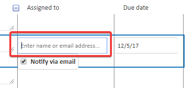 Enter email or name of the assignee