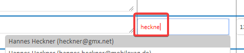 Enter name or email adress. First time you need to enter the full email adress of the assignee