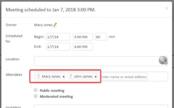 Default access rights allow registered AgreeDo users to access the meeting minutes and agenda