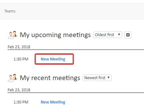 List of meetings