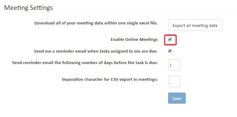 meeting settings