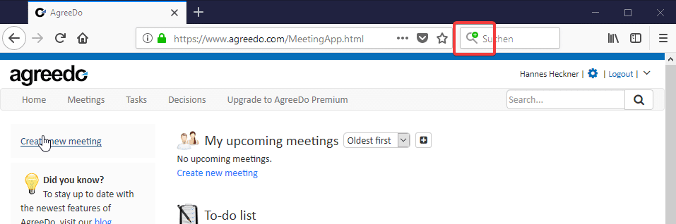 Set AgreeDo as search provider in Firefox