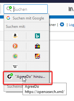 Set AgreeDo as custom search provider in Firefox