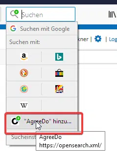 Set AgreeDo as custom search provider in Firefox