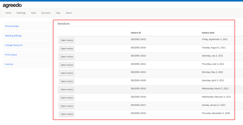 How to download my invoices in AgreeDo?