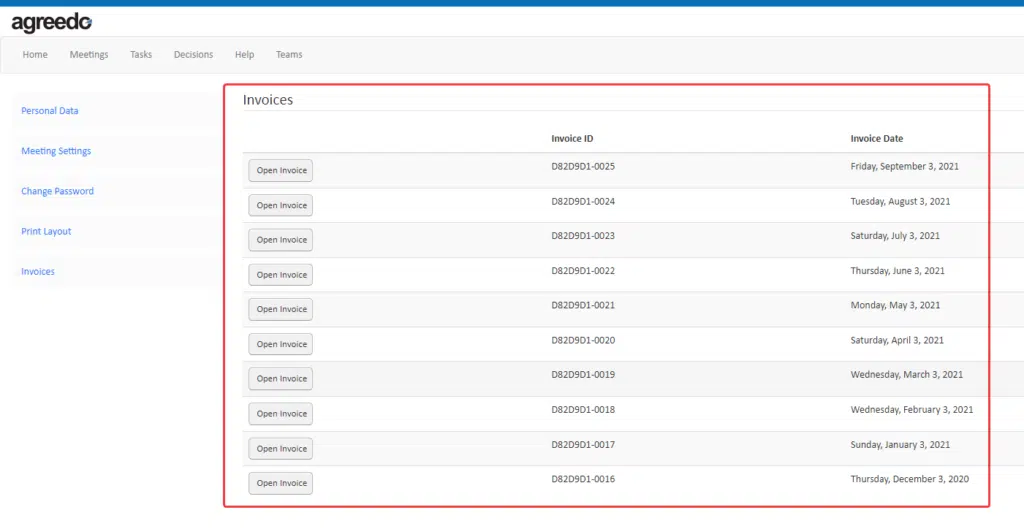 How to download my invoices in AgreeDo?