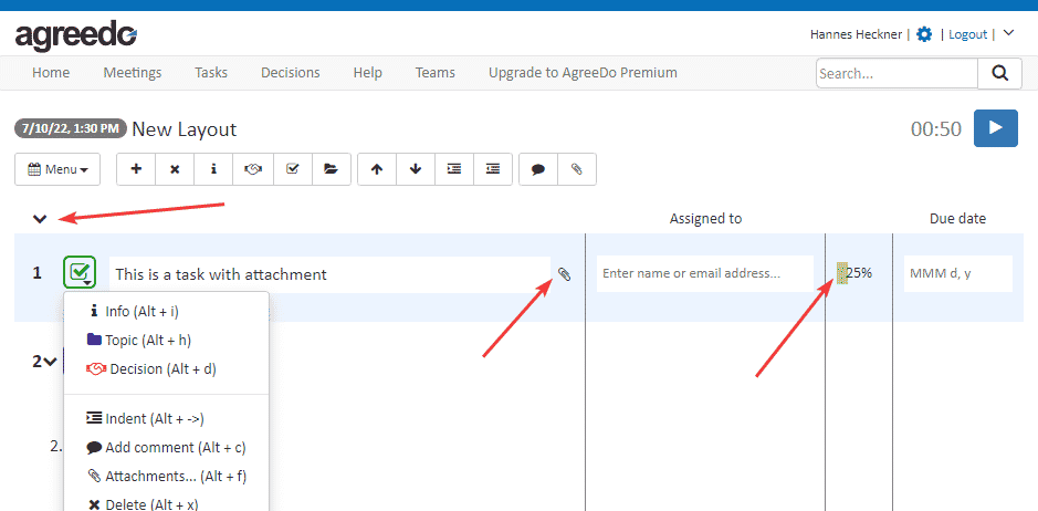 New Icon Positions for Fold/Unfold, Attachment and Task Progress