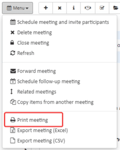 Print Meeting as PDF