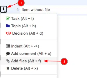 Screenshot showing how to add new file attachments